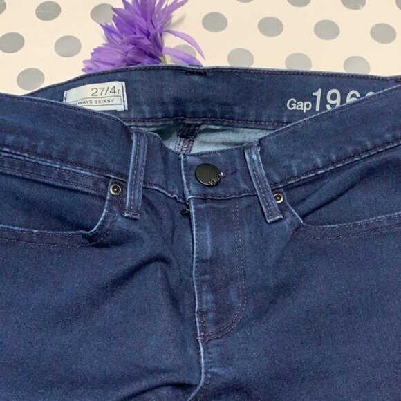 Gap 1969 Dark Wash Always Skinny Jeans Size 27/4 Womens Denim Mid-Rise Stretch - Picture 5 of 9